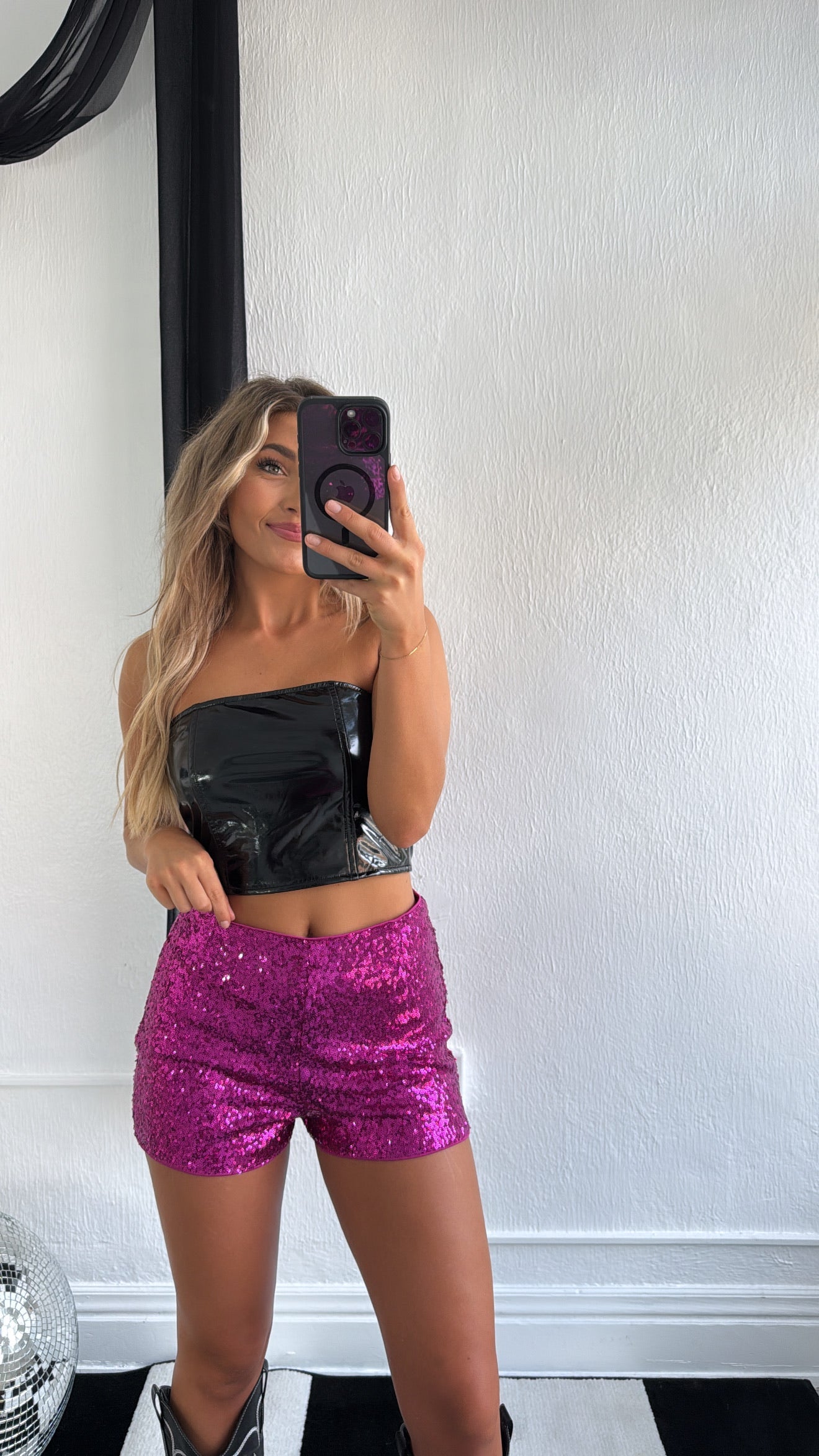 Black Faux Leather Tube Top