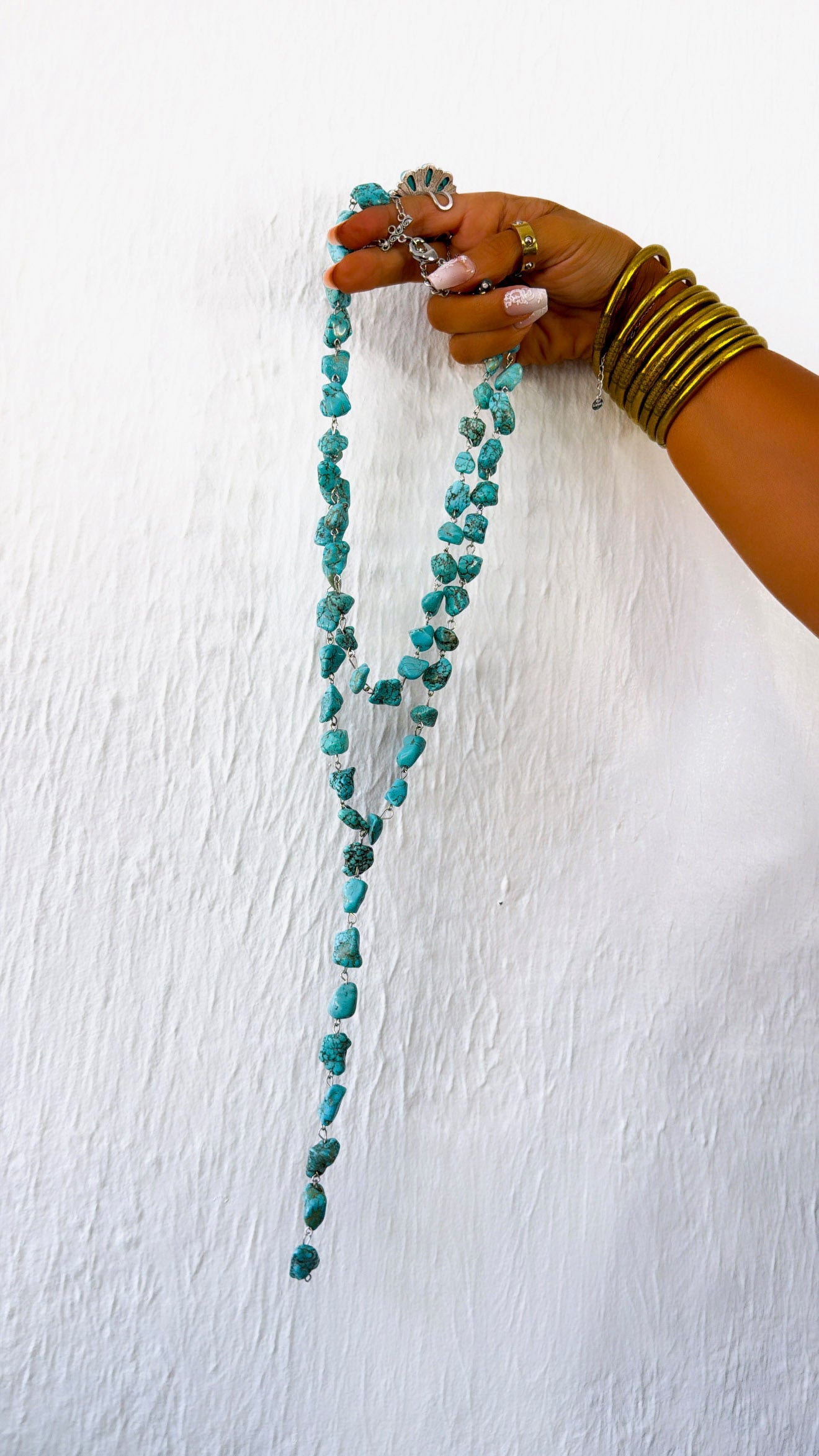 Multi Strand Drop Necklace, Turquoise