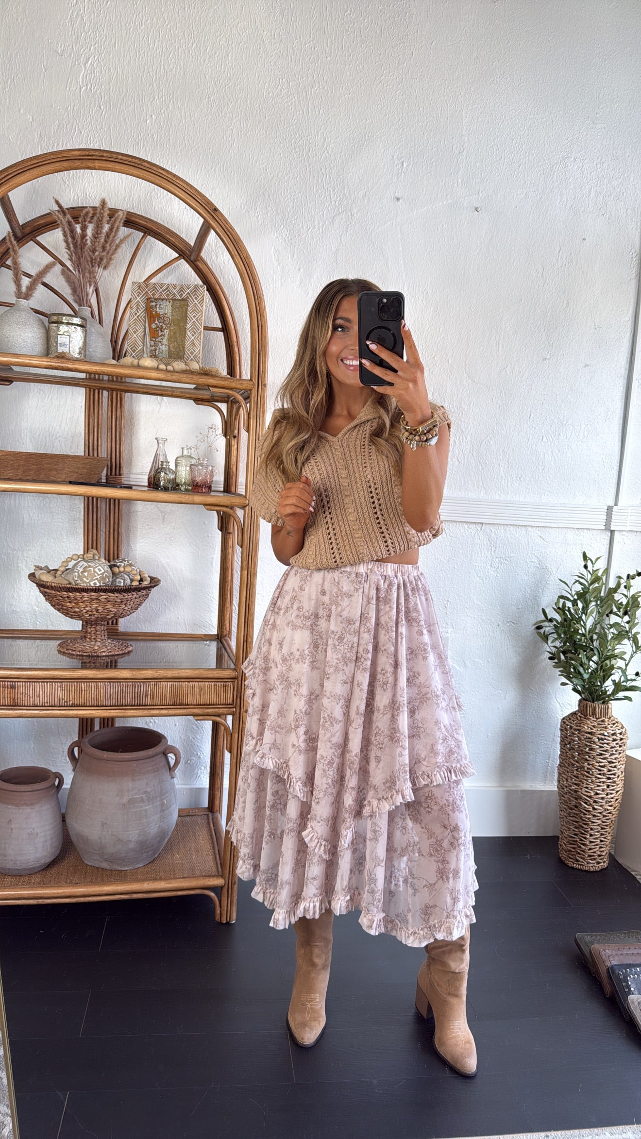 Hazel Bloom Maxi Skirt, Cream Multi
