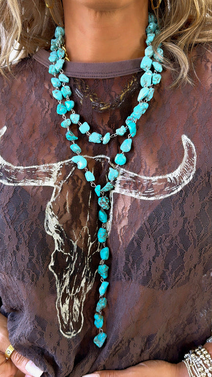 Multi Strand Drop Necklace, Turquoise