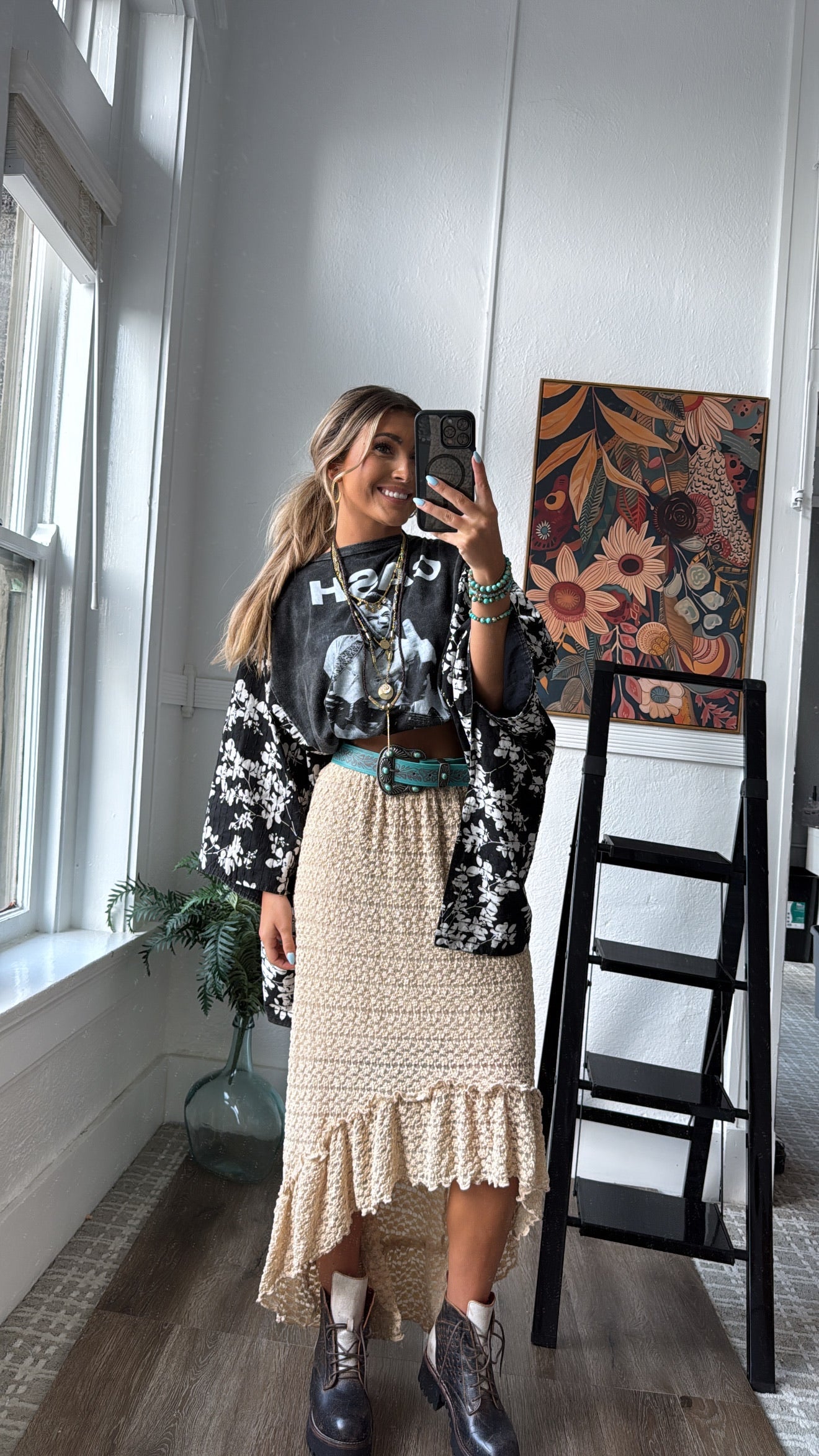 Dustflower Midi Skirt, Taupe