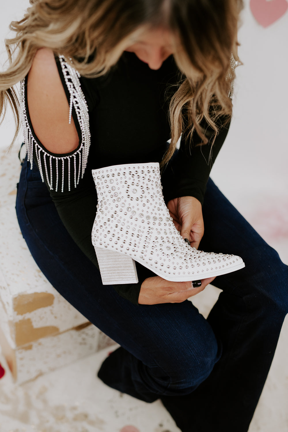 Hazel Studded Bootie, White