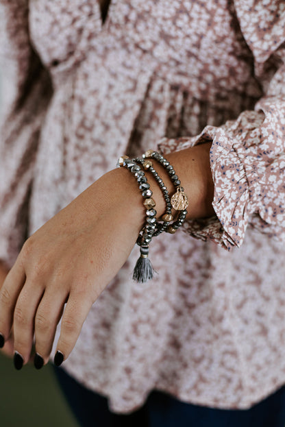 Level Up Bracelet Stack, Grey