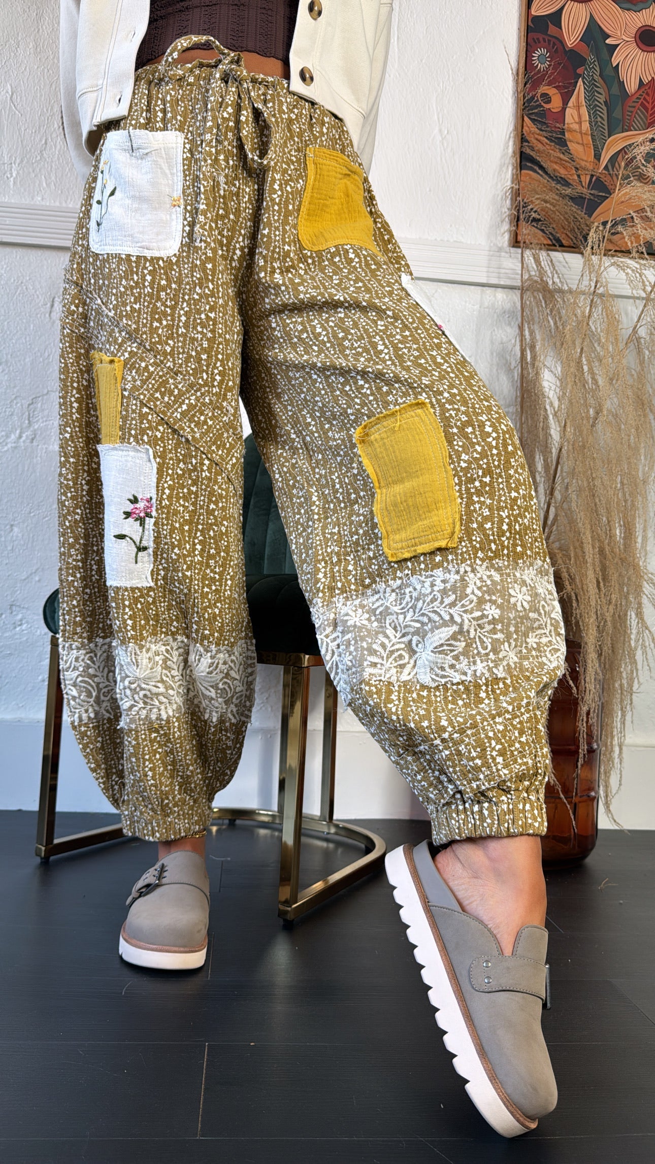 Golden Hour Patched Jogger, Mustard