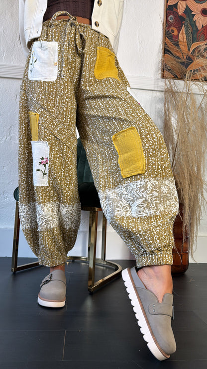 Golden Hour Patched Jogger, Mustard