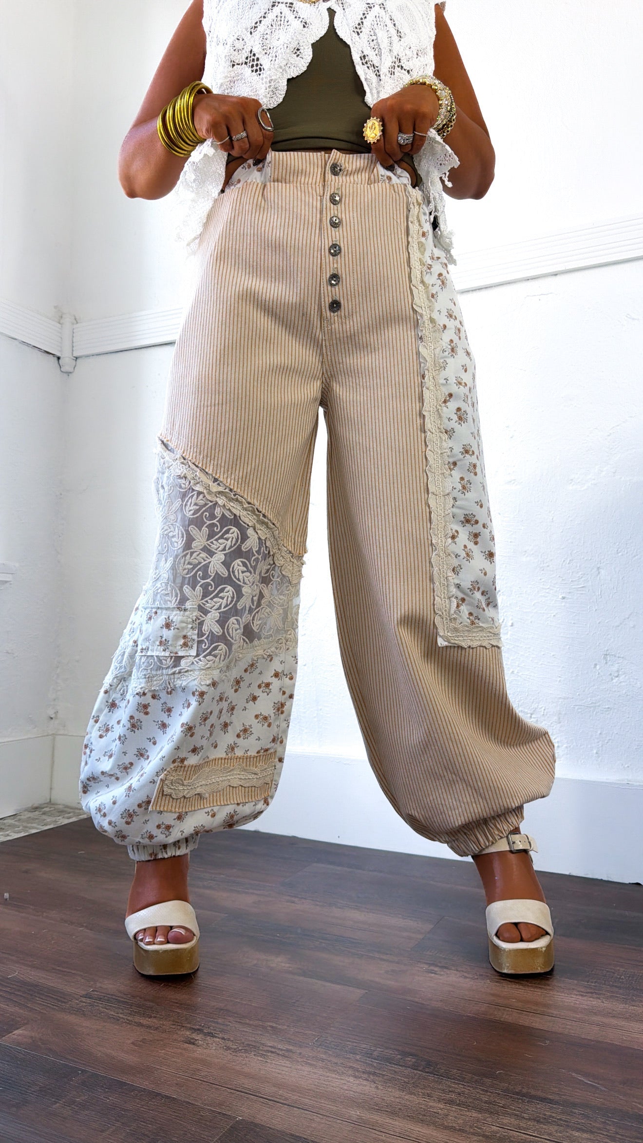 Hempstead Striped Joggers, Tan Stripe