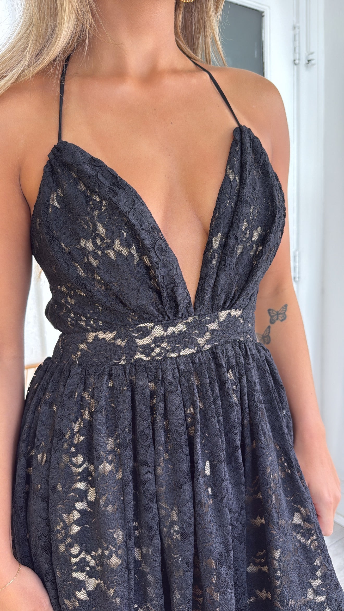ECB Exclusive: Layla Lace Maxi Dress, Black