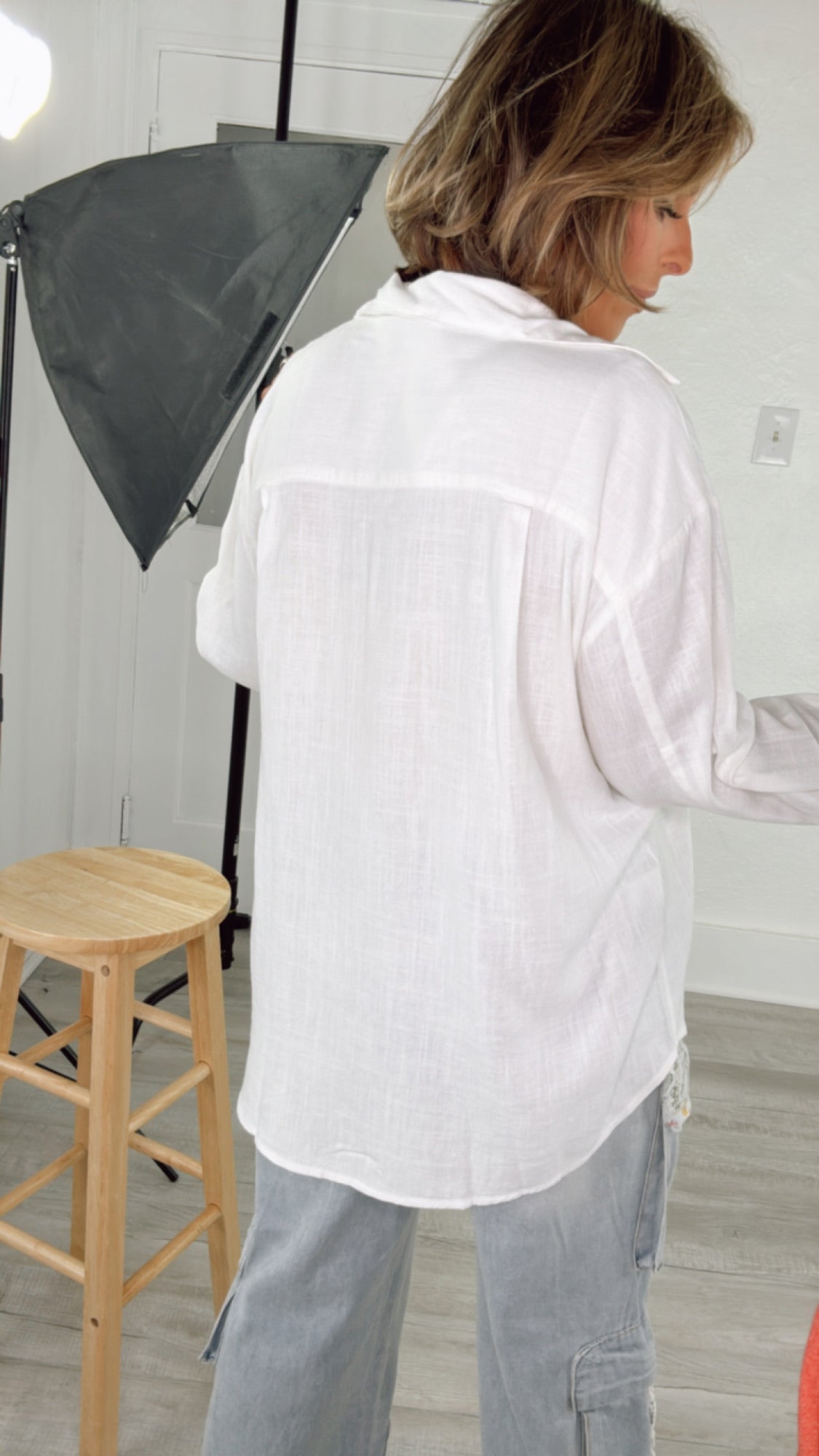 Linen Button Down Shirt, White
