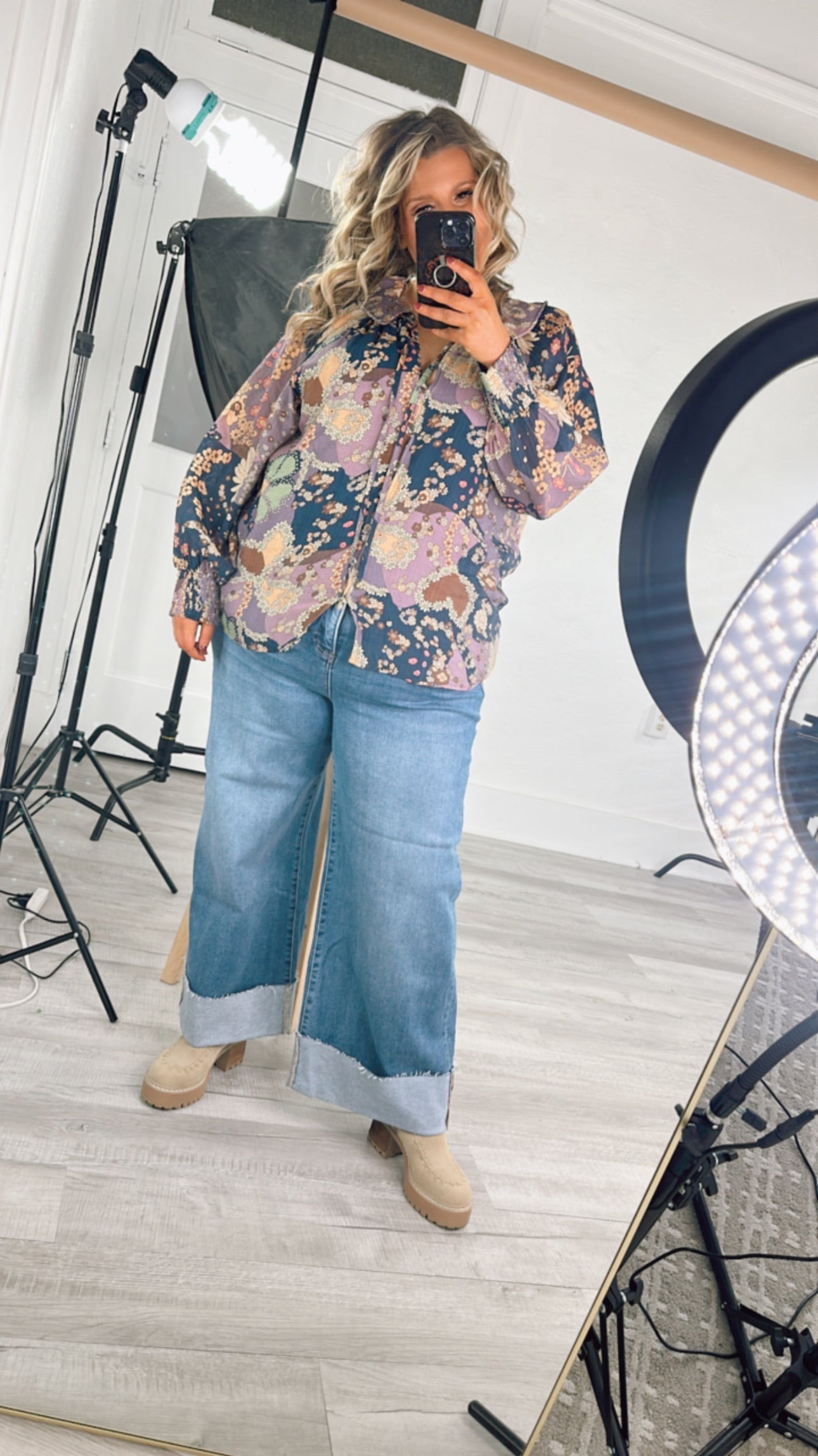 New Groove Floral Printed Top, Purple