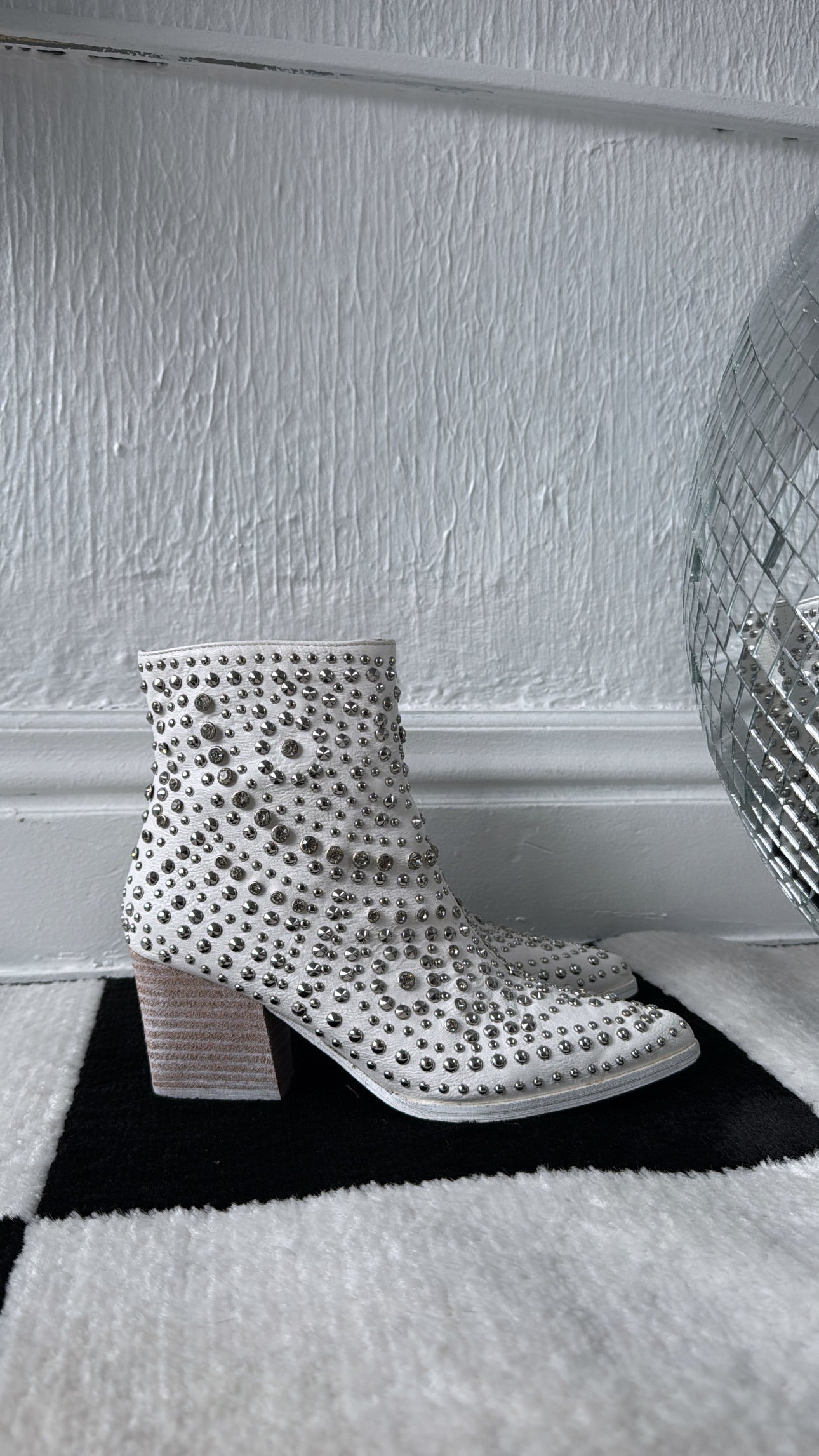Hazel Studded Bootie, White