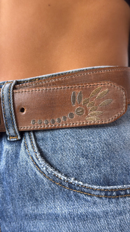 Mohawk Leather Belt, Tan Rustic