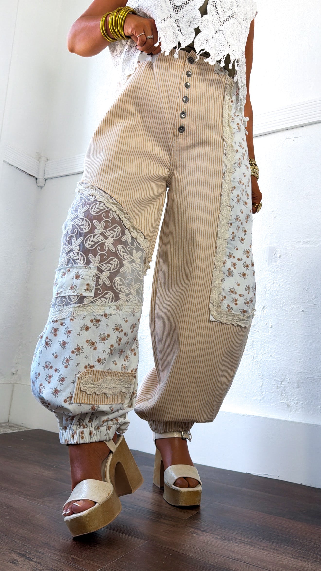 Hempstead Striped Joggers, Tan Stripe