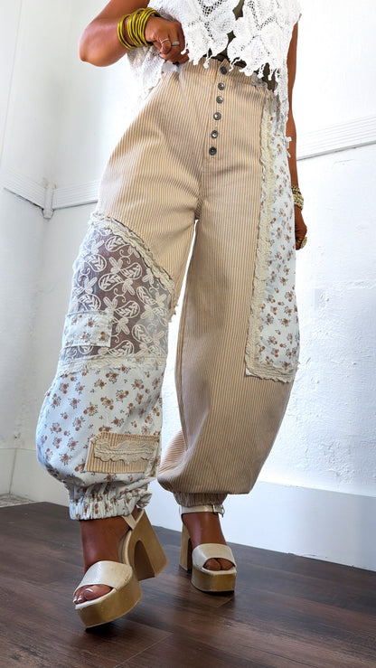 Hempstead Striped Joggers, Tan Stripe