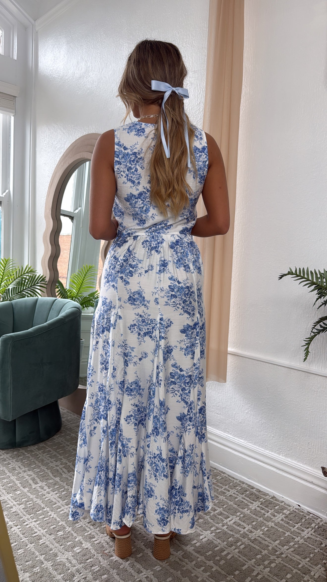Athena Skies Two Piece Set, Blue/Off-White
