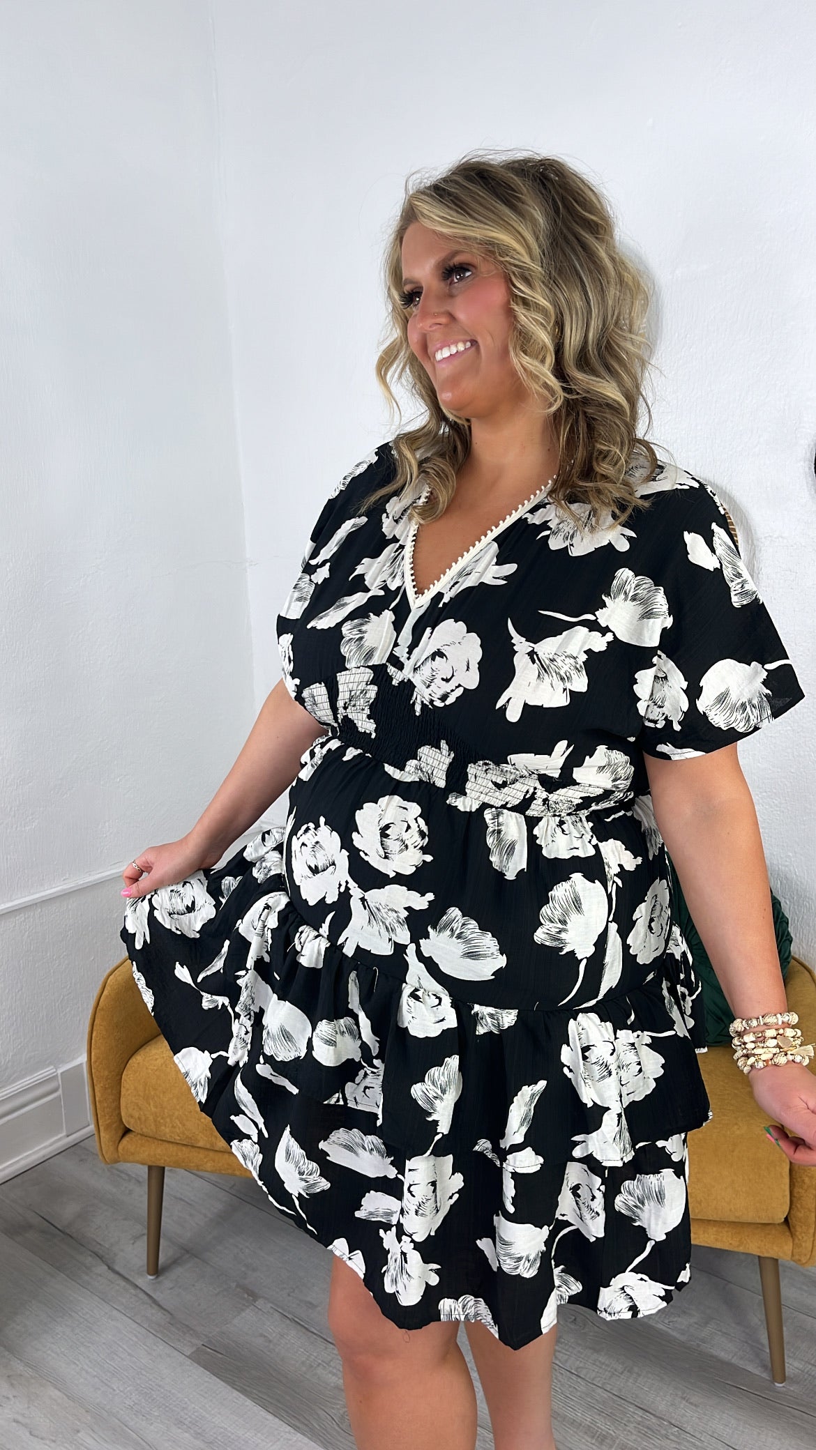 Midnight Petals Dress, Black