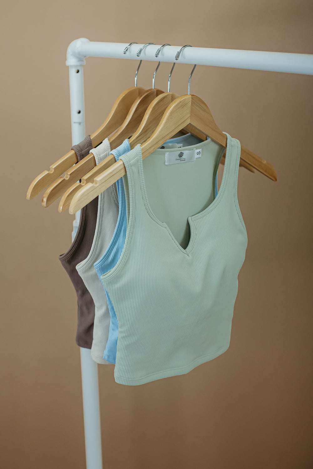 Padded Cutout Crop Tank, Taupe