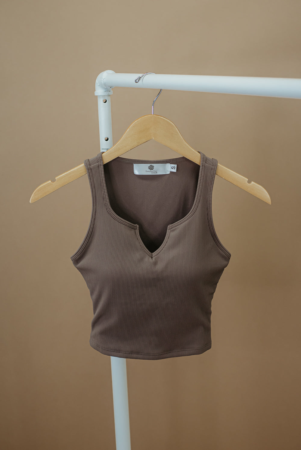 Padded Cutout Crop Tank, Taupe