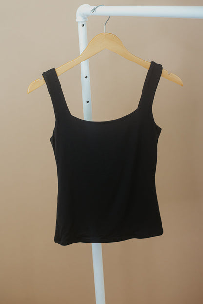 Double Layered Reg Length Tank, Black