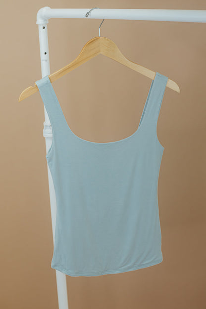 Double Layered Reg Length Tank, Dusty Sage