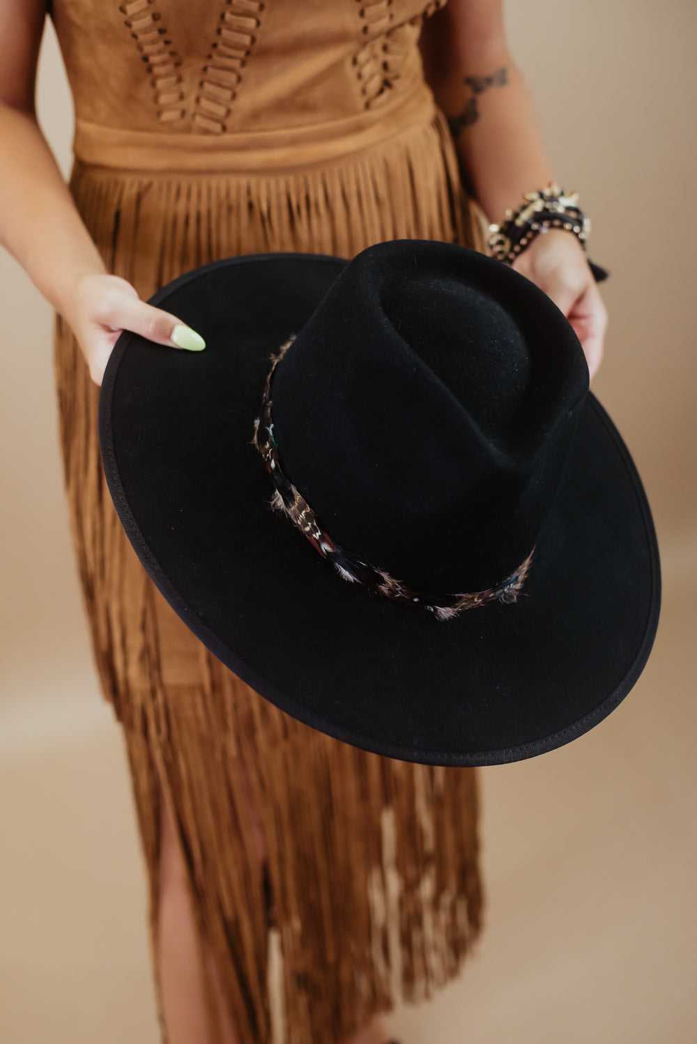 Nelson Feathered Hat, Black