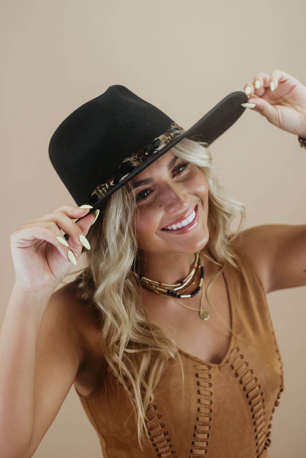 Nelson Feathered Hat, Black