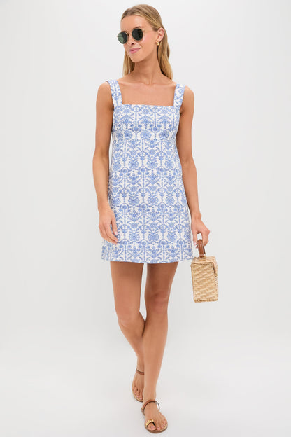 Blue & White Volos Mini Dress
