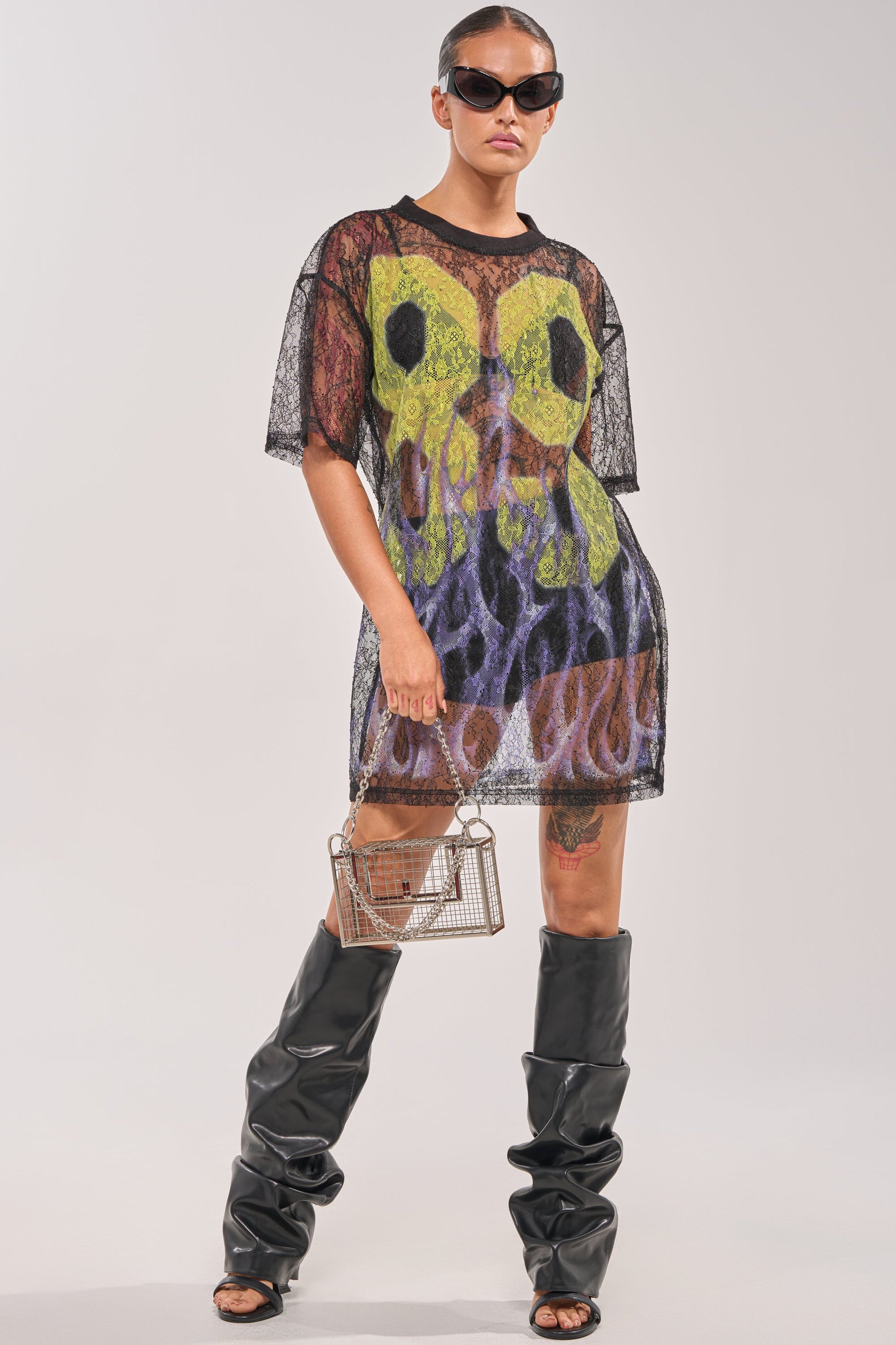 ALL THE RAGE LACE JERSEY MINI DRESS