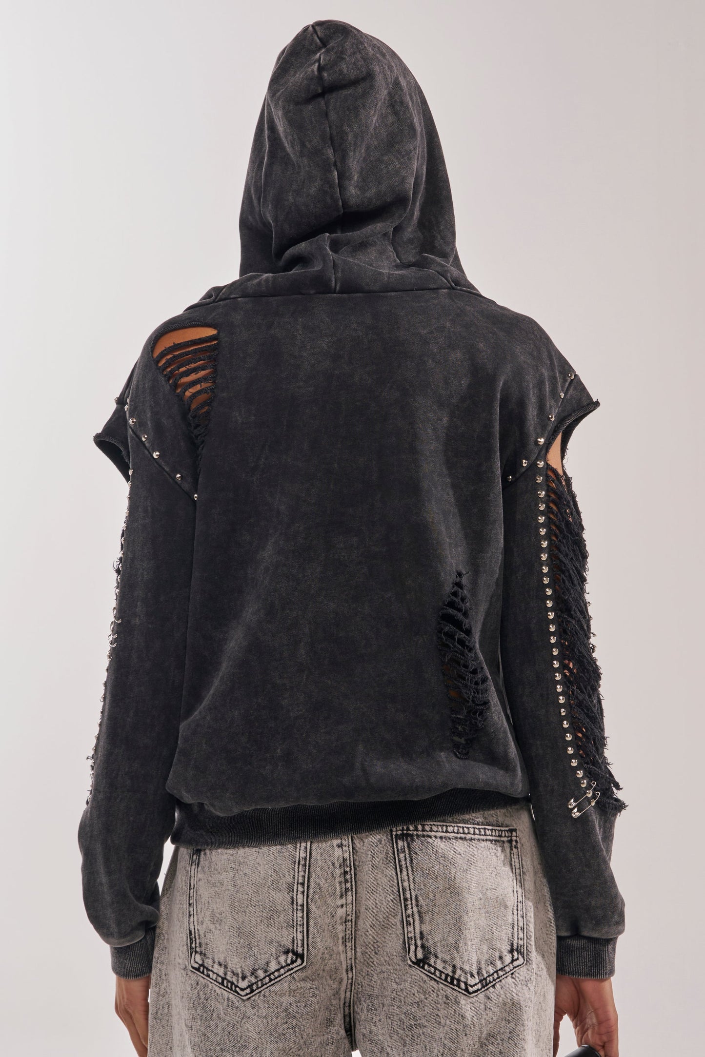 ALL TORN UP DISTRESSED OFF THE SHOULDER SWEATSHIRT