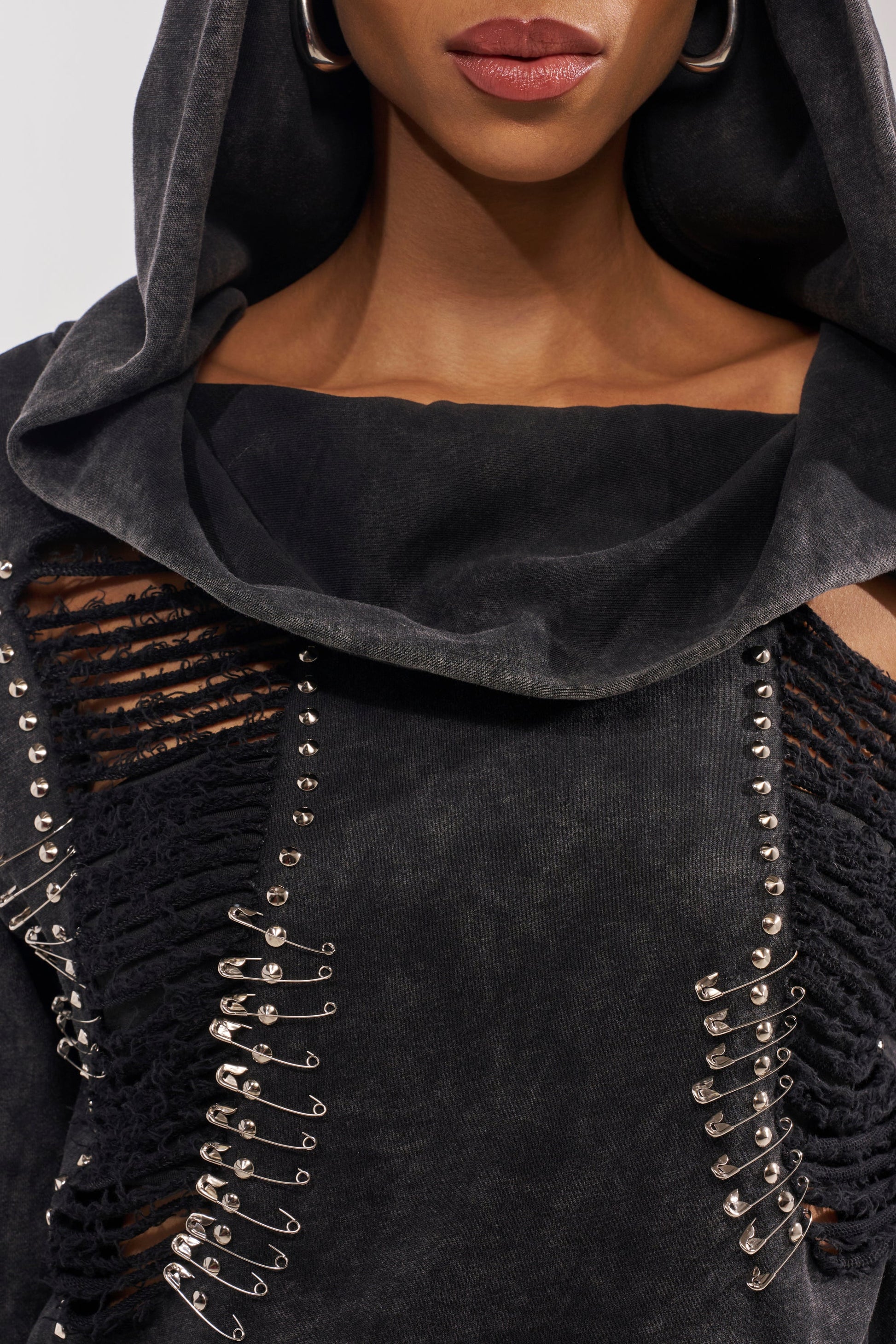 ALL TORN UP DISTRESSED OFF THE SHOULDER SWEATSHIRT