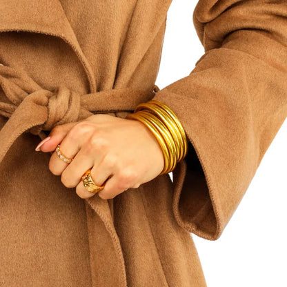BuDhaGirl: Gold All Weather Bangle (Set of 6)- Serenity Prayer