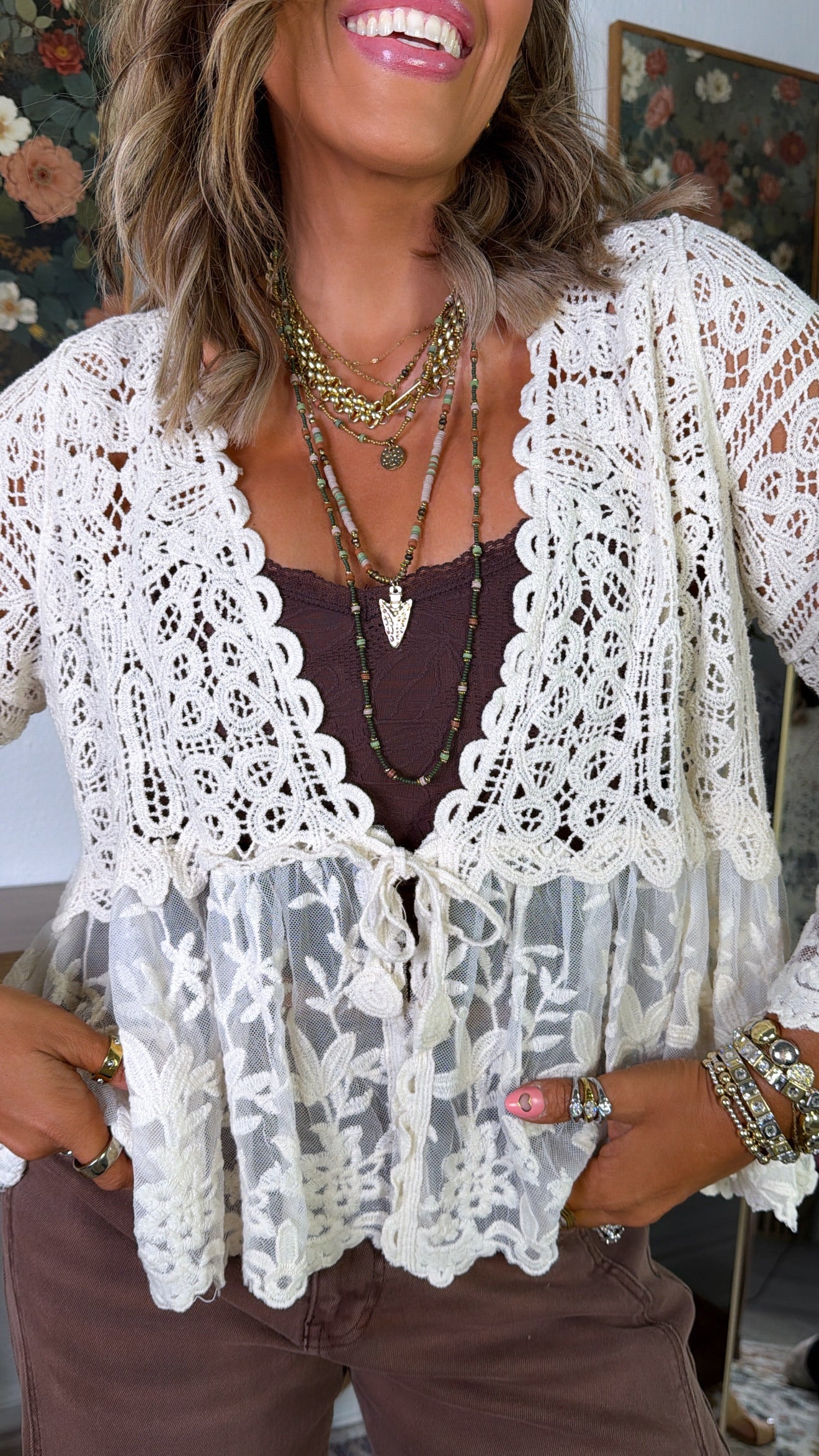Galvin Layered Necklace, Olive