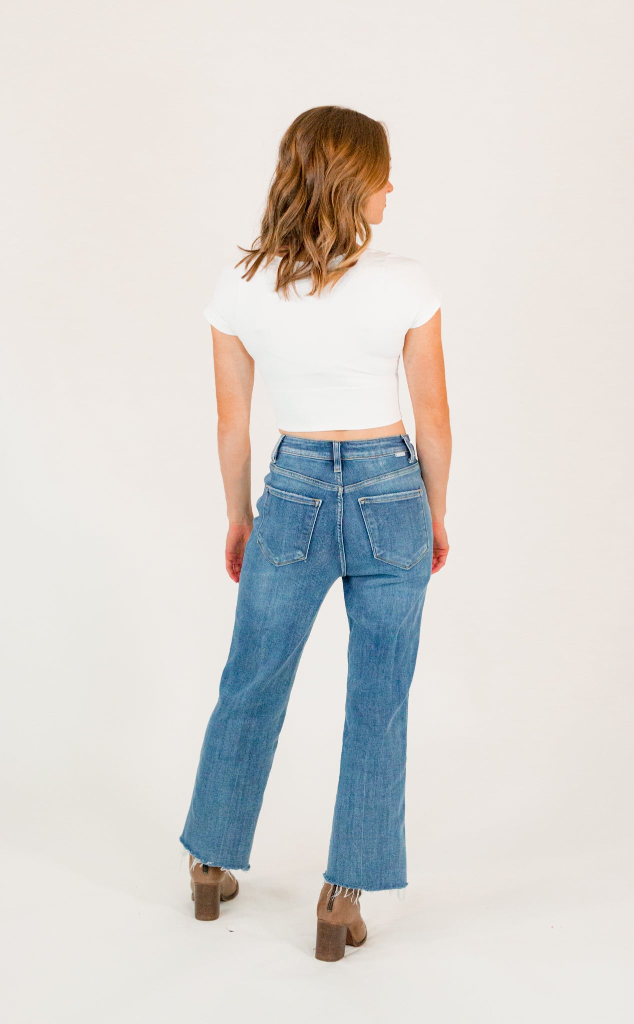 Square Neck Cropped Seamless Tee・White