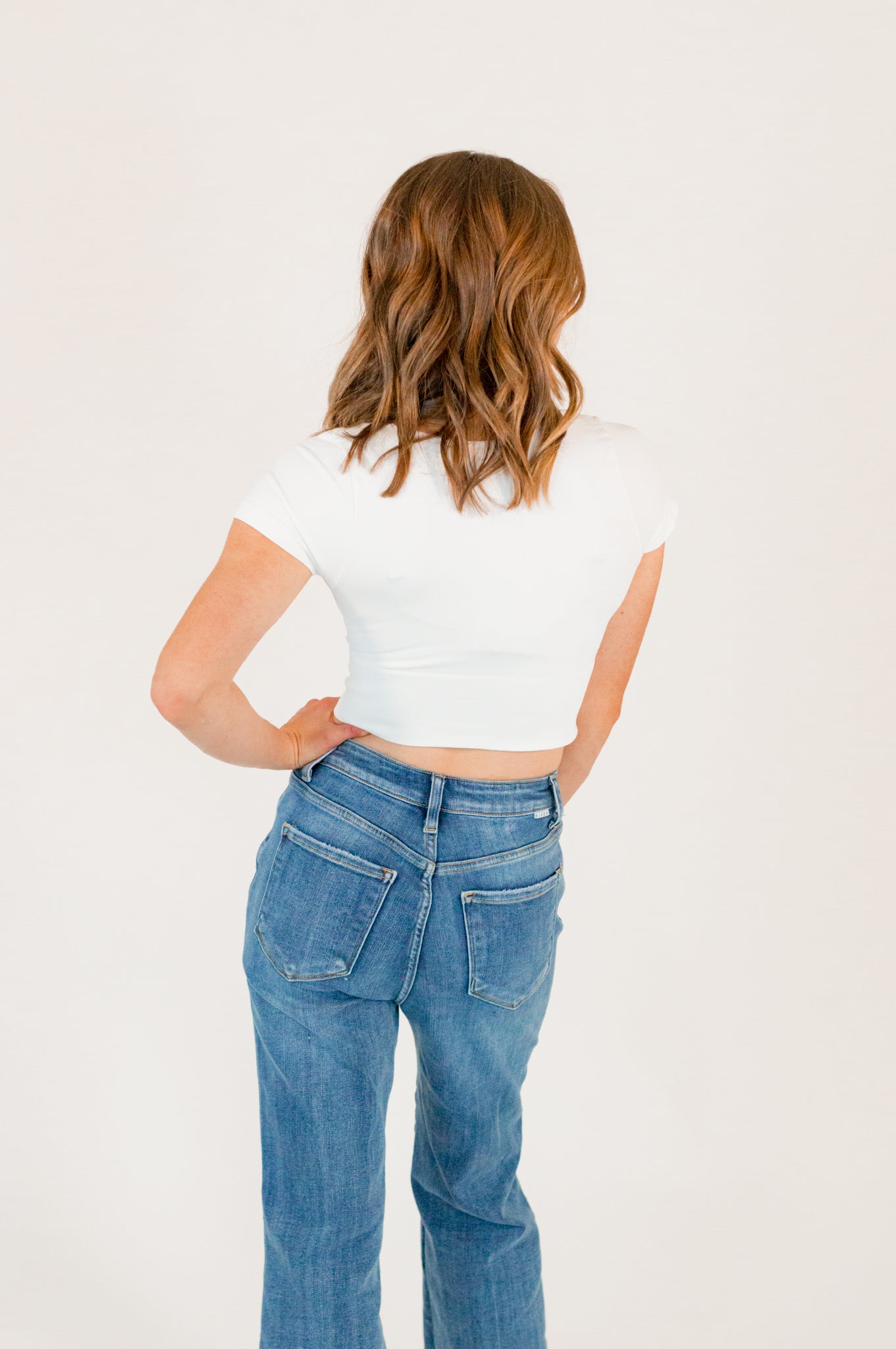 Square Neck Cropped Seamless Tee・White