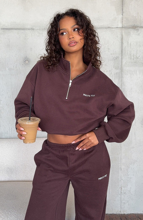 Test Drive Boxy Quarter Zip Sweater Chocolate
