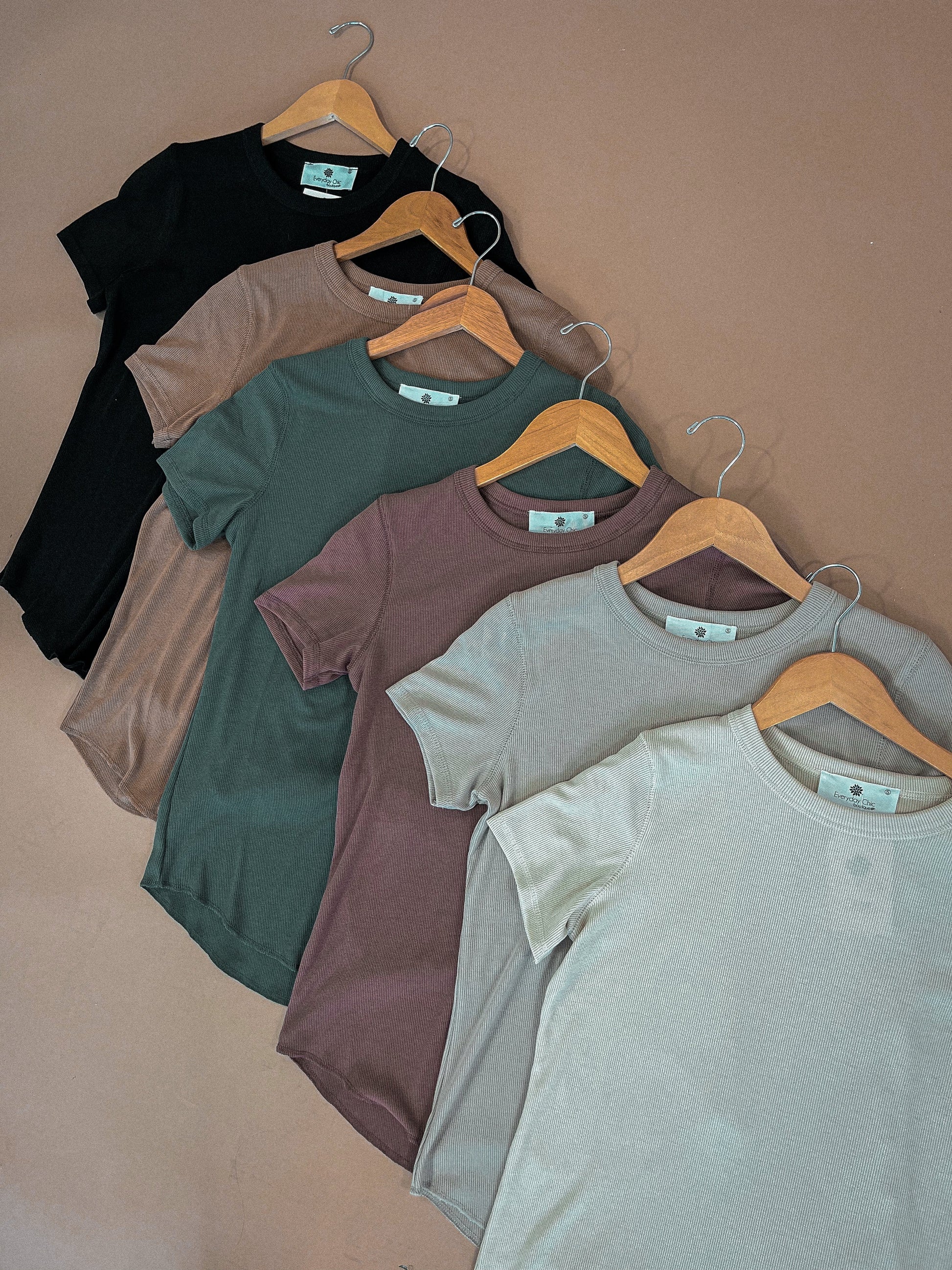 Best Basic Ribbed Tee Shirt, Black