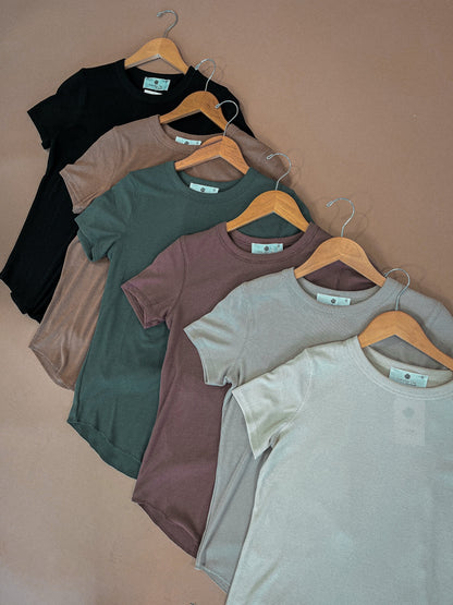 Best Basic Ribbed Tee Shirt, Black