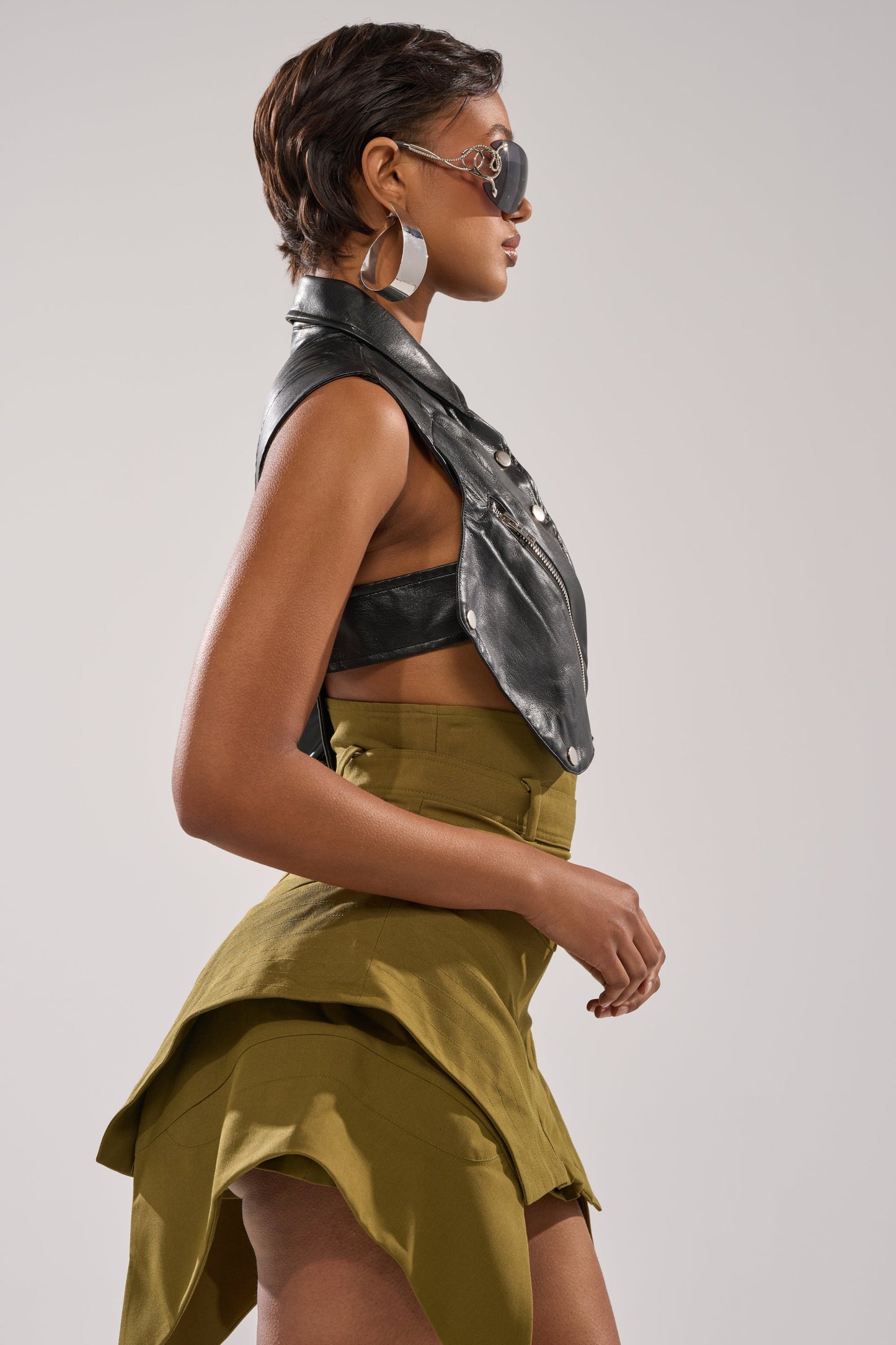 ALL FOR ME FAUX LEATHER BLOUSE