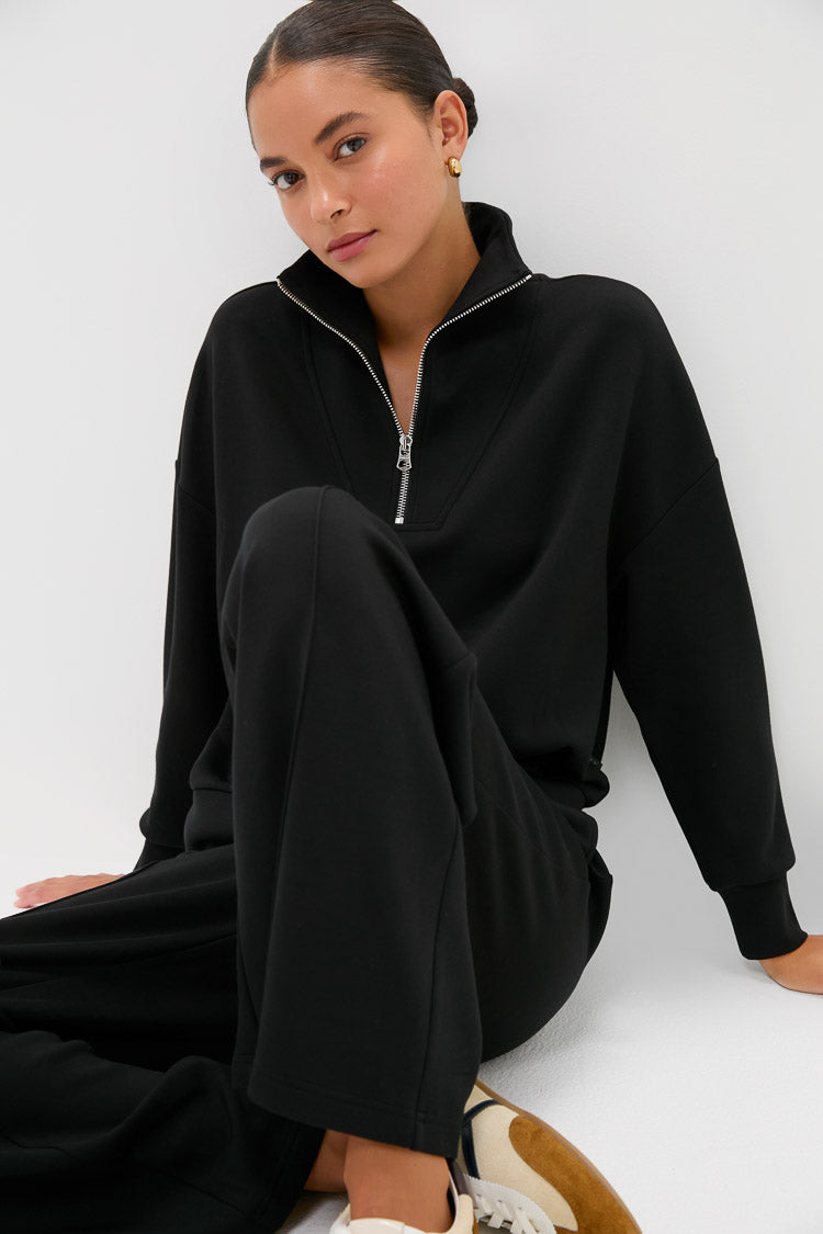 Black Hawley Half Zip Sweat