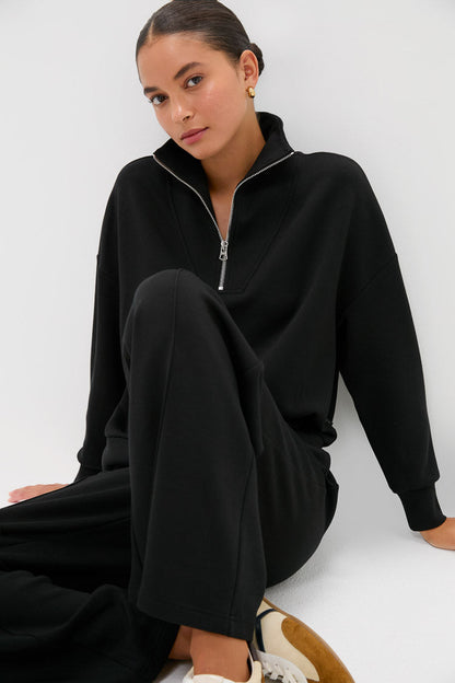 Black Hawley Half Zip Sweat