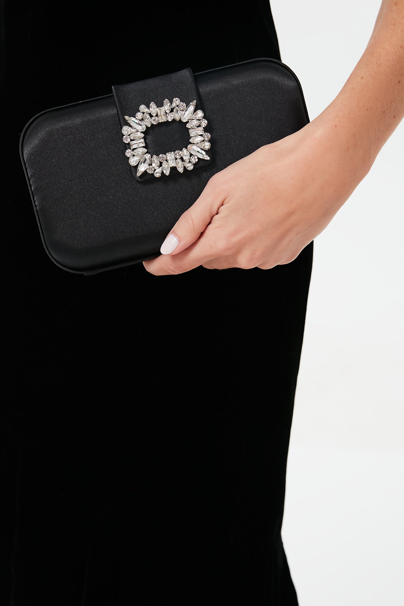Black Emmy Crystal Trim Clutch
