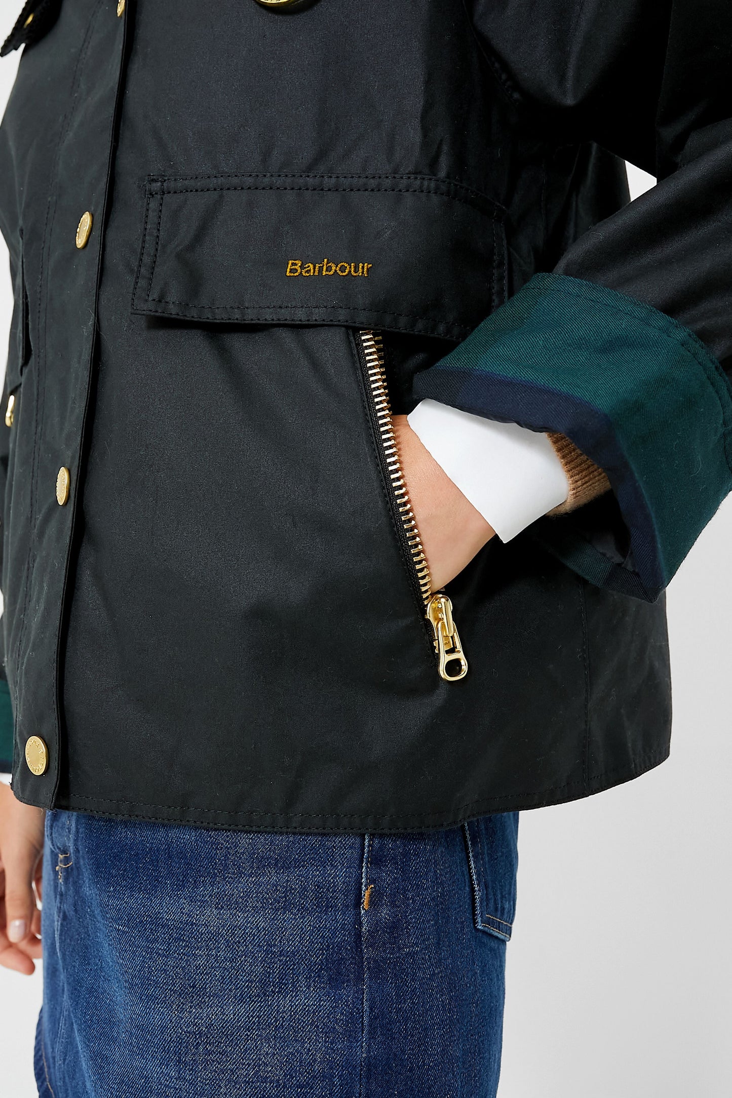 Black and Sage Tartan Catton Wax Jacket