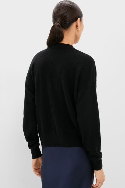 Black Emma Cashmere Boyfriend V-Neck Sweater