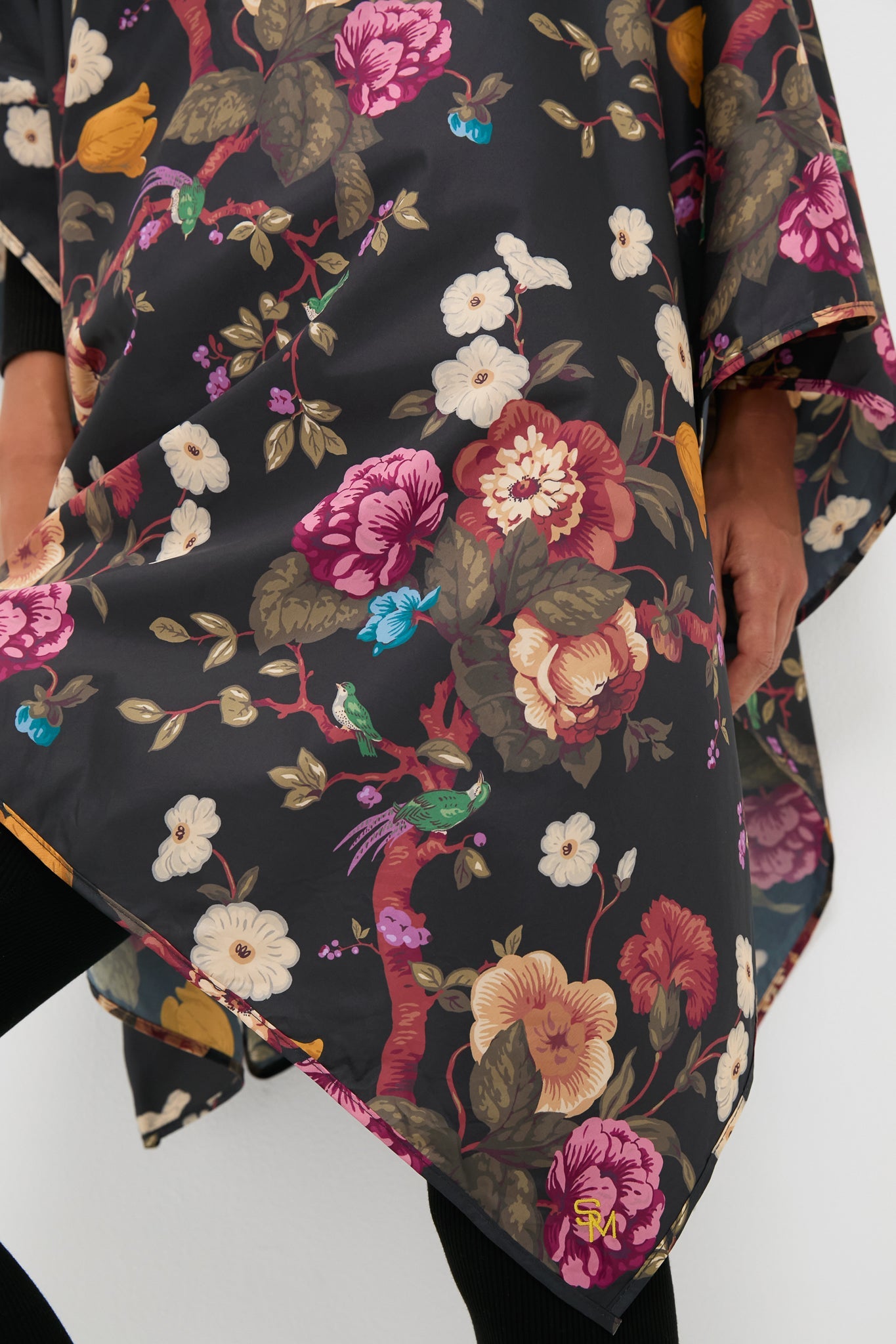 Black Floral Barbour x Tuckernuck Poncho