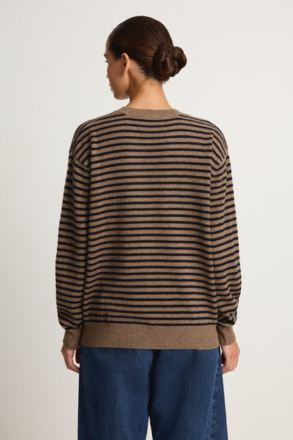Demylee Neve Cashmere Sweater - Beige / Navy