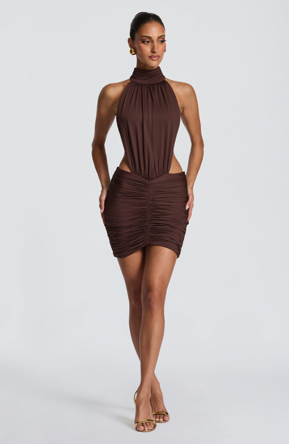 Thekla Mini Dress - Plum Brown