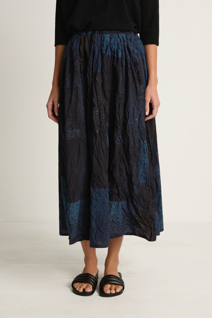Pas De Calais Tsugihagi Print Skirt - Navy