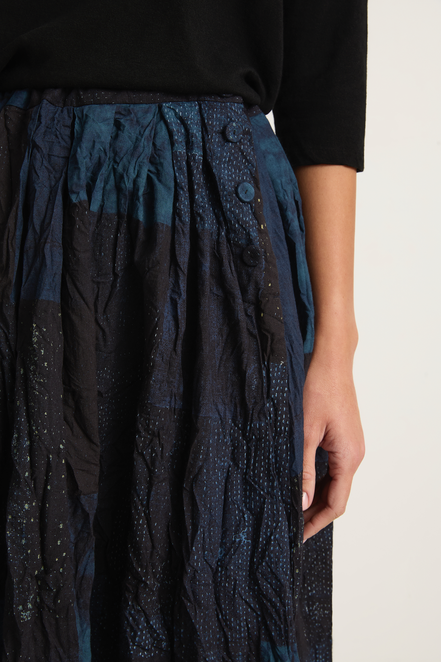Pas De Calais Tsugihagi Print Skirt - Navy