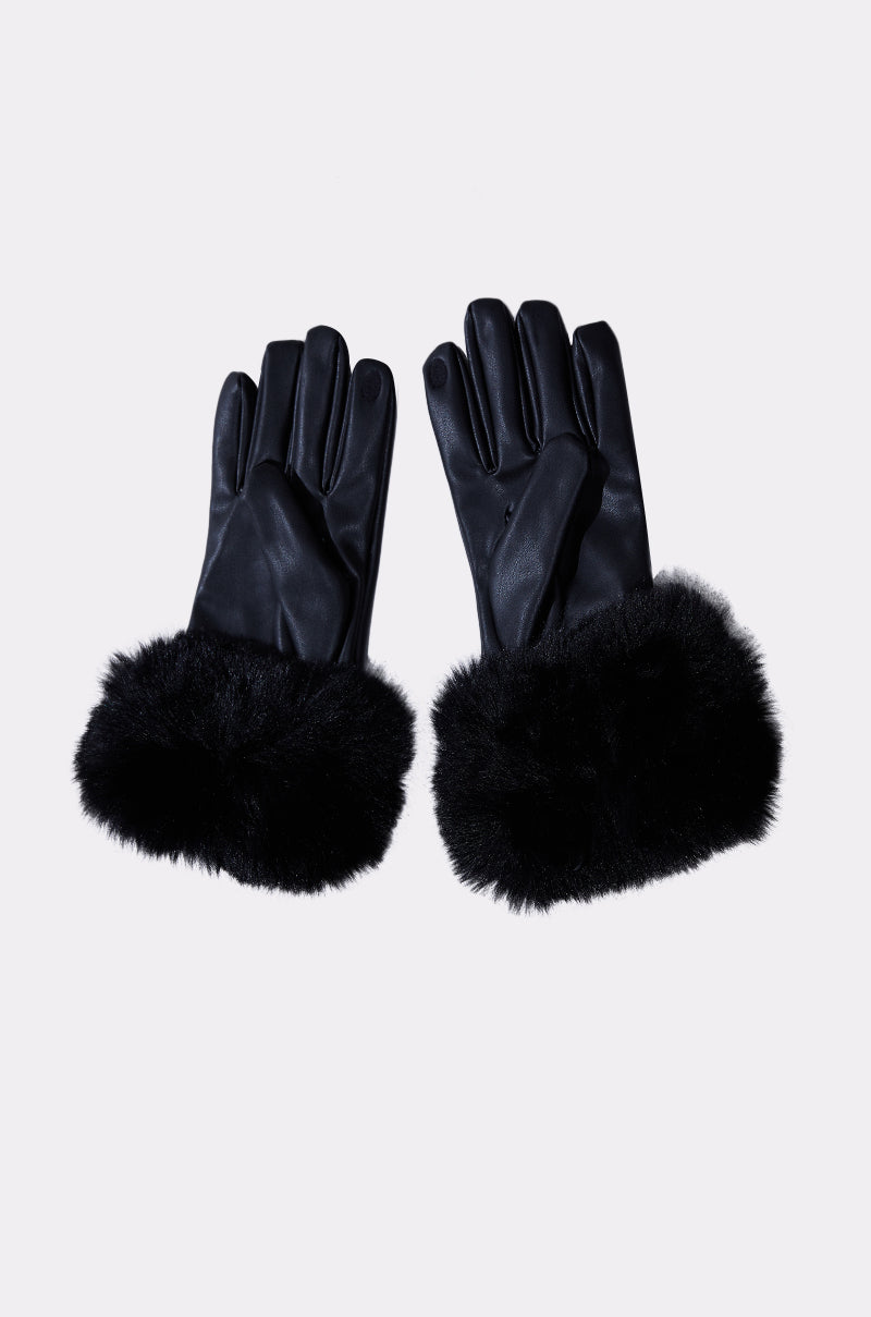 ALL I WANT IS MONEY FUR GLOVES IN BLACK