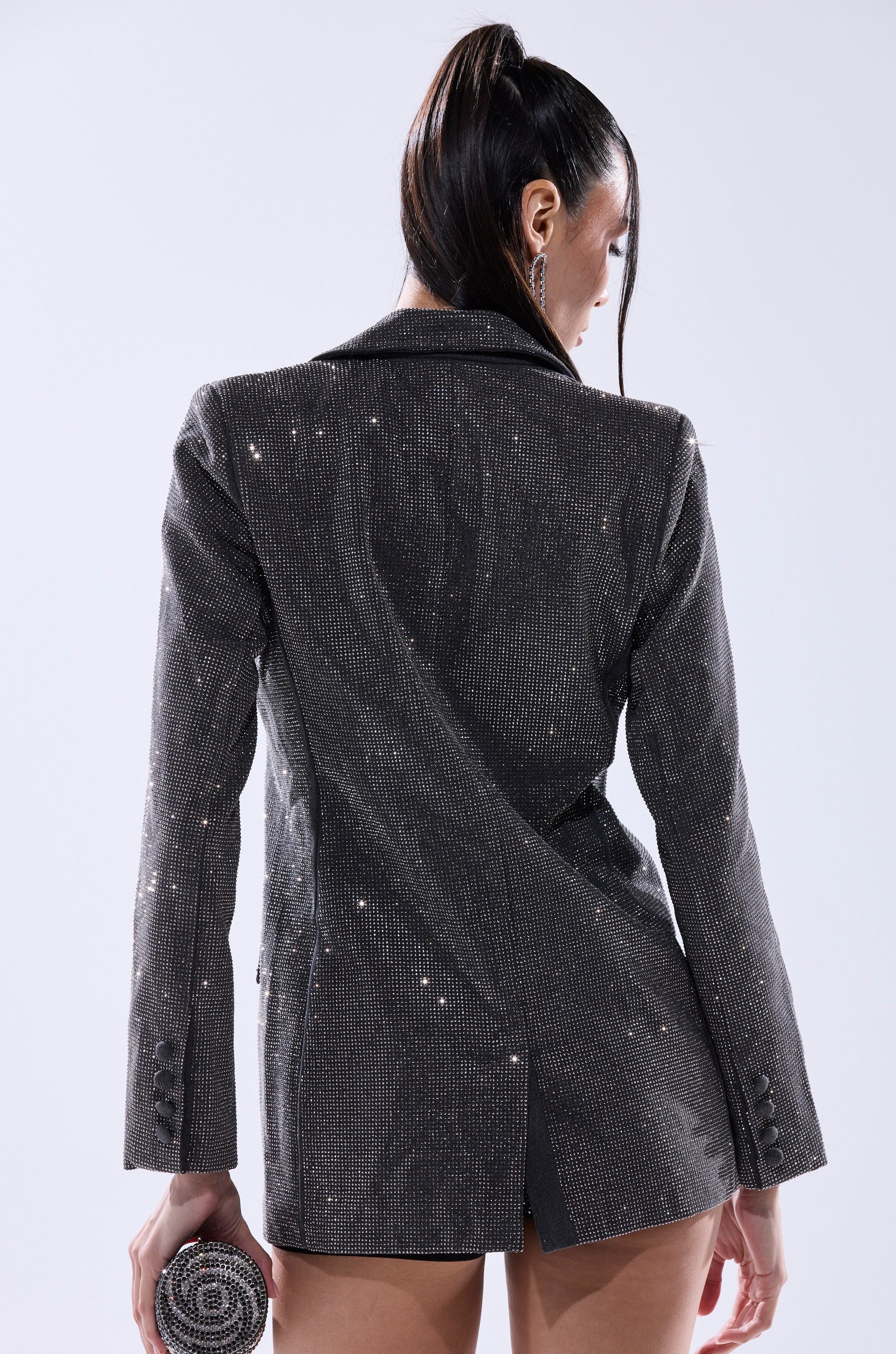 ALL EYES ON ME EMBELLISHED DENIM BLAZER