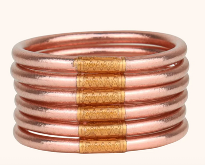 BuDhaGirl: Rose Gold All Weather Bangle (Set of 6)- Serenity Prayer